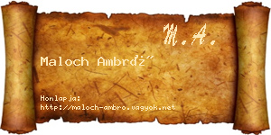 Maloch Ambró névjegykártya